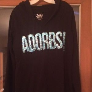 Justice Black Hooded long sleeved shirt